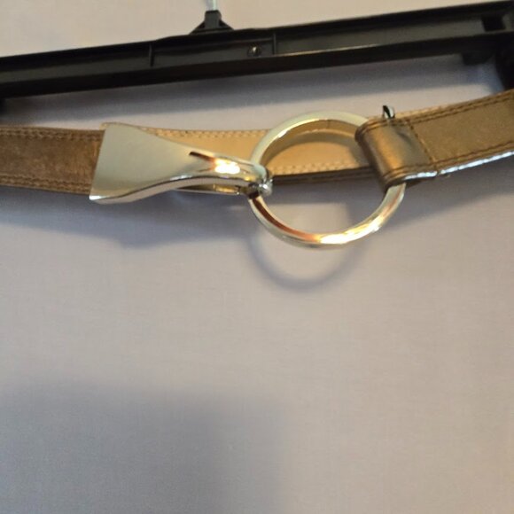 WOMENS COPPER METALLIC EXPANDABLE BELT SIZE XL 30" UP TO 44.5" LEATHER LINED - Picture 1 of 4